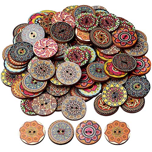 100 Pcs Mixed Color Wood Buttons, EUBags 1 Inch Natural Round Shapes Retro  Buttons, Vintage Buttons with 2 Holes for DIY Sewing Crafts (1inch)